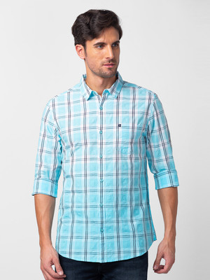 Spykar Men Checkered Casual Blue Shirt
