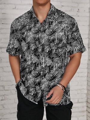 KAJARU Men Printed Casual Black, White Shirt