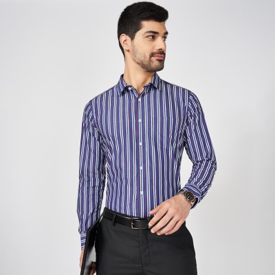 Byford by Pantaloons Men Striped Formal Light Blue Shirt