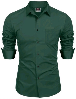 UNNATI TRENDS Men Solid Formal Green Shirt