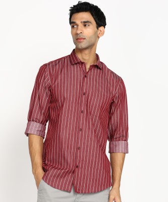 PETER ENGLAND Men Striped Formal Red Shirt