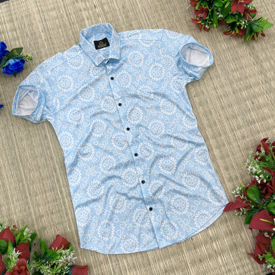 SH FSN Men Printed Casual Blue, White Shirt