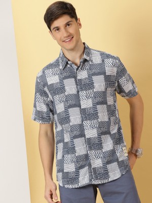 THOMAS SCOTT Men Printed Casual Grey, White Shirt