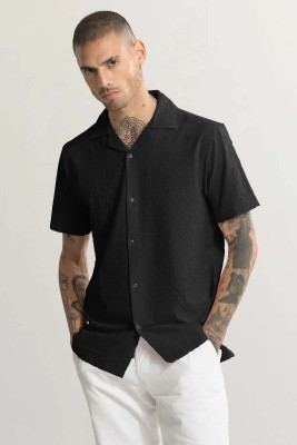 COMBRAIDED Men Solid Casual Black Shirt