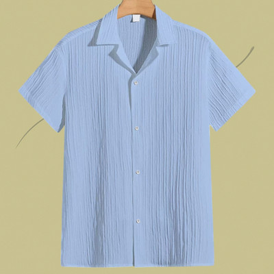 Jenil Fashion Men Self Design Casual Light Blue Shirt