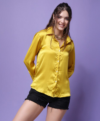 METRONAUT Women Solid Casual Yellow Shirt