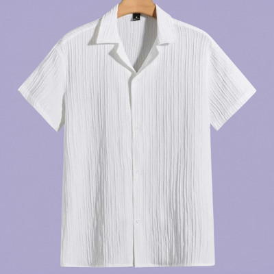 Dharamraj Fashion Men Self Design Casual White Shirt