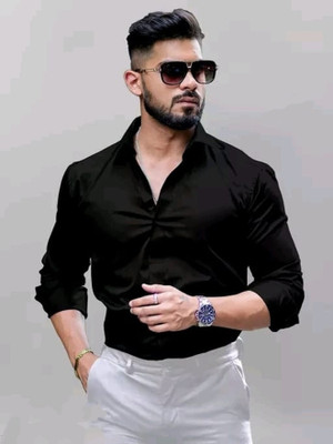 Jumii Enterprise Men Solid Formal Black Shirt