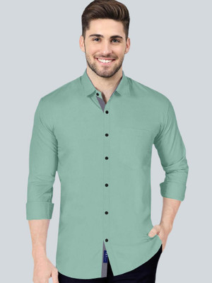 VTEXX Men Solid Casual Light Green Shirt