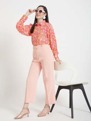 AMSWAN Women Printed Casual Pink Shirt