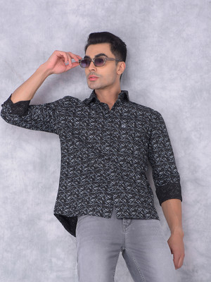 CRIMSOUNE CLUB Men Printed Casual Dark Blue Shirt