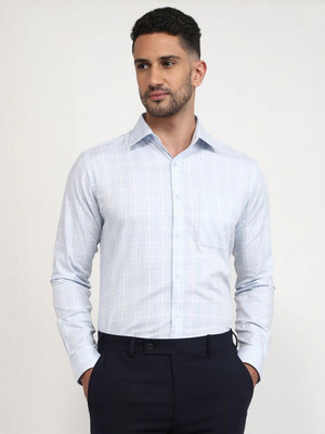 Raymond Men Checkered Formal Blue Shirt