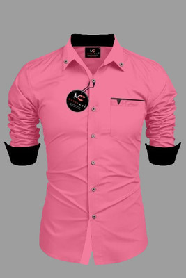 jeny fashion Men Solid Casual Pink Shirt