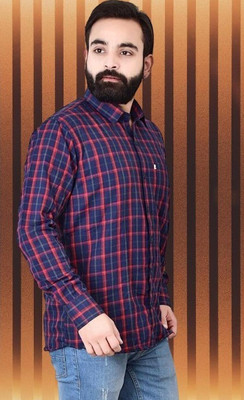Arthz Fashion Trend Men Checkered Casual Blue, Red Shirt