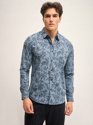 THE BEAR HOUSE Men Self Design Casual Blue Shirt