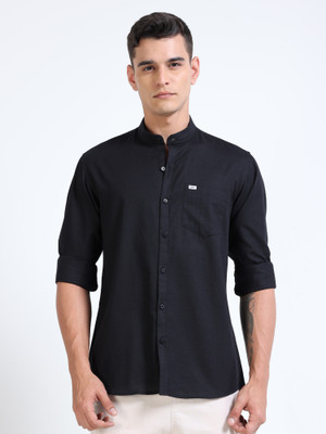 U.S. Pitchers Men Solid Casual Black Shirt