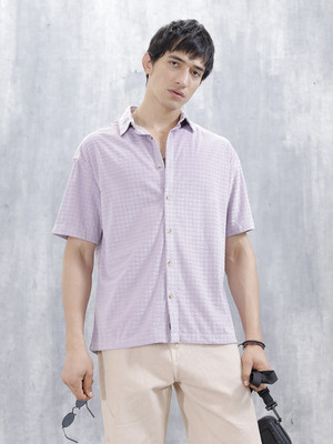 WROGN Men Solid Casual Purple Shirt