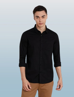 isuelfeb Men Solid Casual Black Shirt