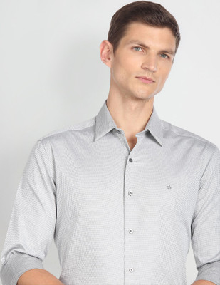 Arrow Newyork Men Self Design Formal Grey Shirt