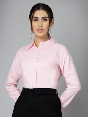 Style Quotient Women Self Design Formal Pink Shirt