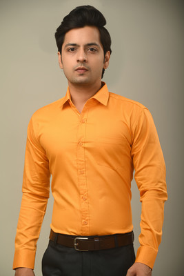 HUMAX Men Solid Formal Orange Shirt