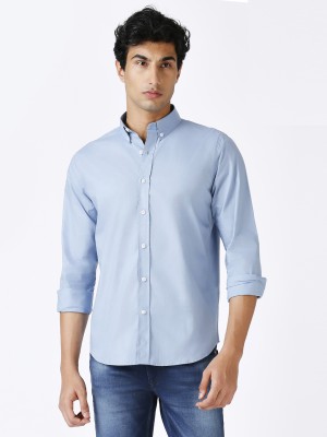 Mark & Albert Men Solid Casual Blue Shirt