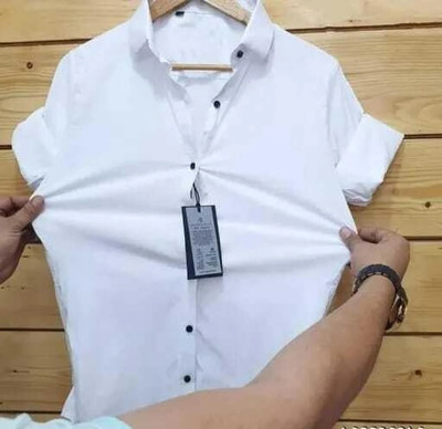 UNIFAV Men Self Design Casual White Shirt