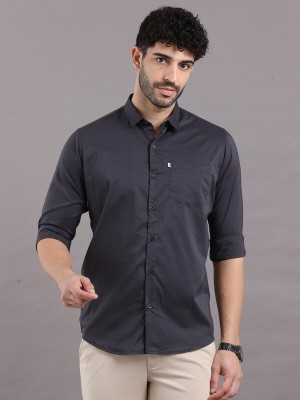 AK SEQUENCE Men Solid Casual Dark Blue Shirt