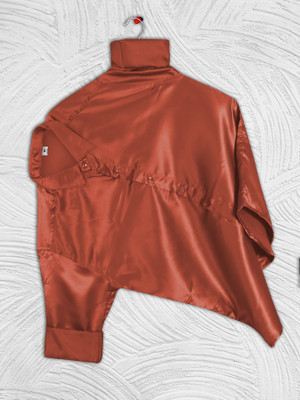 JINIK Men Self Design Party Orange, Multicolor Shirt