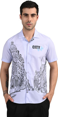 Art Reaalm Men Printed Casual Purple Shirt