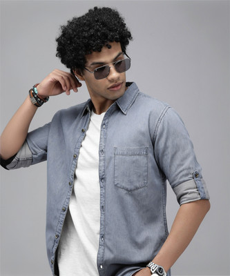 Roadster Men Solid Casual Grey Shirt