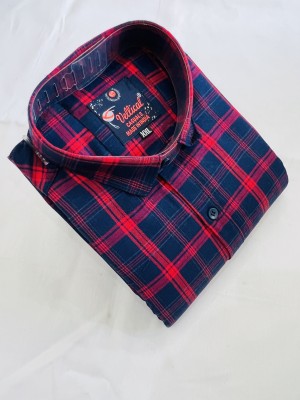 Vellical Men Checkered Casual Red Shirt