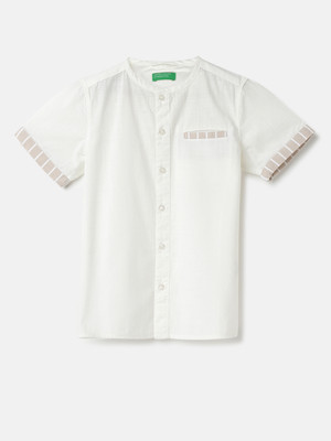 United Colors of Benetton Boys Solid Casual White Shirt