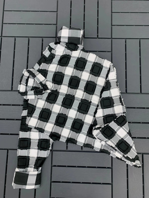 Moltira Men Color Block Formal Black, White Shirt
