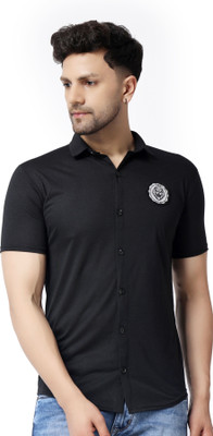 GEUM Men Solid Casual Black Shirt