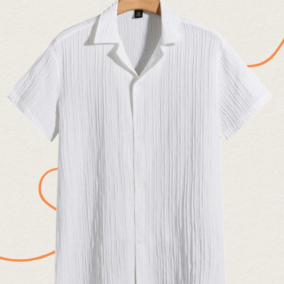 Dharamraj Fashion Men Self Design Casual White Shirt