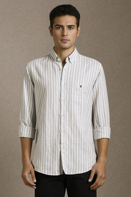 LOUIS PHILIPPE Men Striped Casual Grey, White Shirt