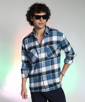 CAMPUS SUTRA Men Checkered Casual Blue Shirt