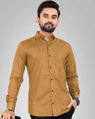 NIVICK Men Solid Formal Khaki Shirt