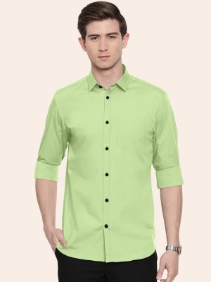 FIBERMILL Men Solid Casual Green Shirt