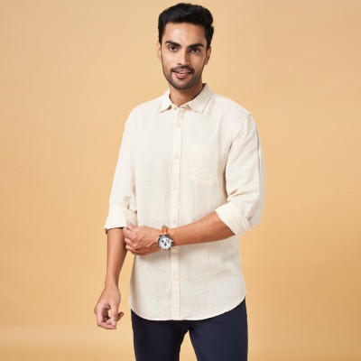 Byford by Pantaloons Men Solid Casual Beige Shirt