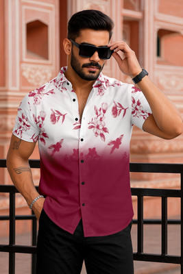 PRAMUKH ENTERPRIASE Men Printed, Dyed/Ombre Casual Maroon Shirt