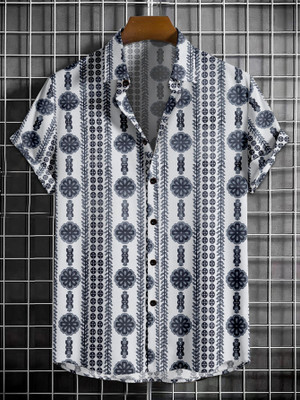 MENSHIRTS Men Printed Casual Grey Shirt