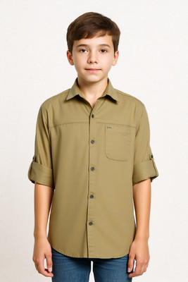 CAVIO Boys Solid Casual Light Green Shirt