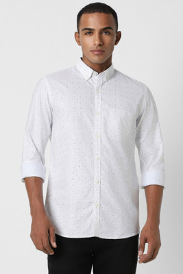 PETER ENGLAND Men Printed Casual White, Black Shirt