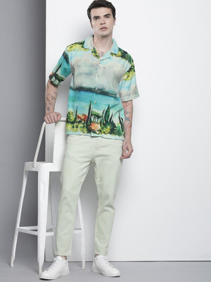 The Indian Garage Co. Men Printed Beach Wear Grey Shirt