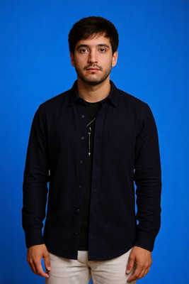 LAXMI TRENDING Men Solid Casual Blue Shirt