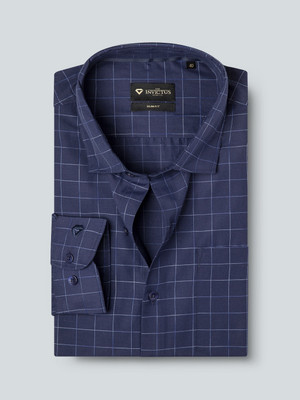 INVICTUS Men Checkered Formal Blue, Light Blue Shirt