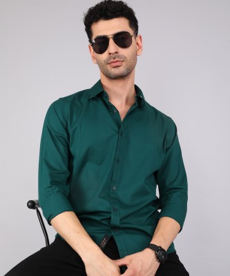 BEING HUMAN Men Solid Casual Green Shirt