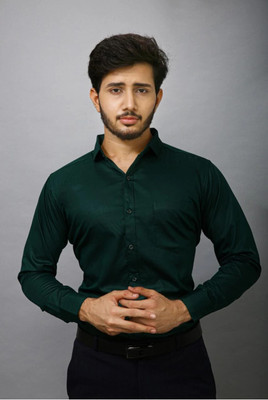 Neviq Fabs Men Solid Casual Dark Green Shirt
